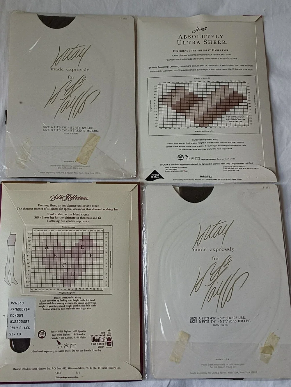 Vtg Deadstock Pantyhose Hosiery Bundle Hanes Lord & Taylor MADE IN USA Olive Jet